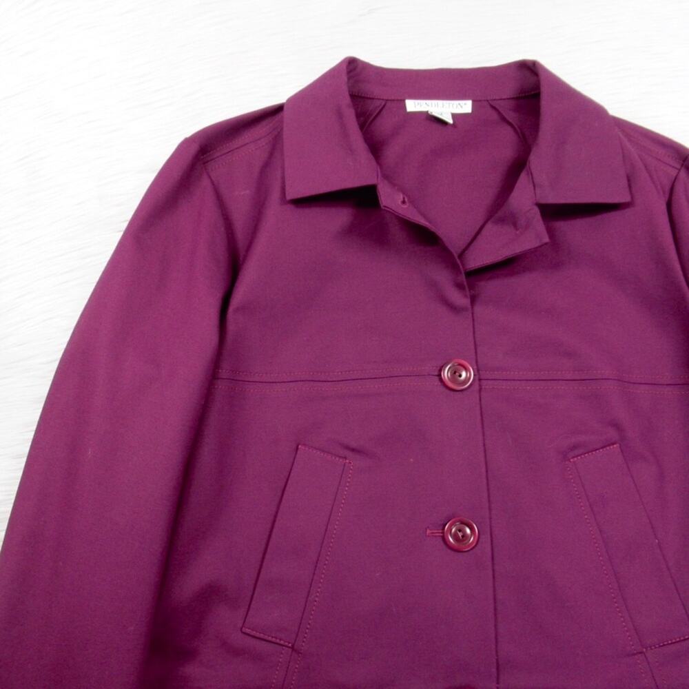 Pendleton Dark Purple Button Front Jacket Cotton … - image 2